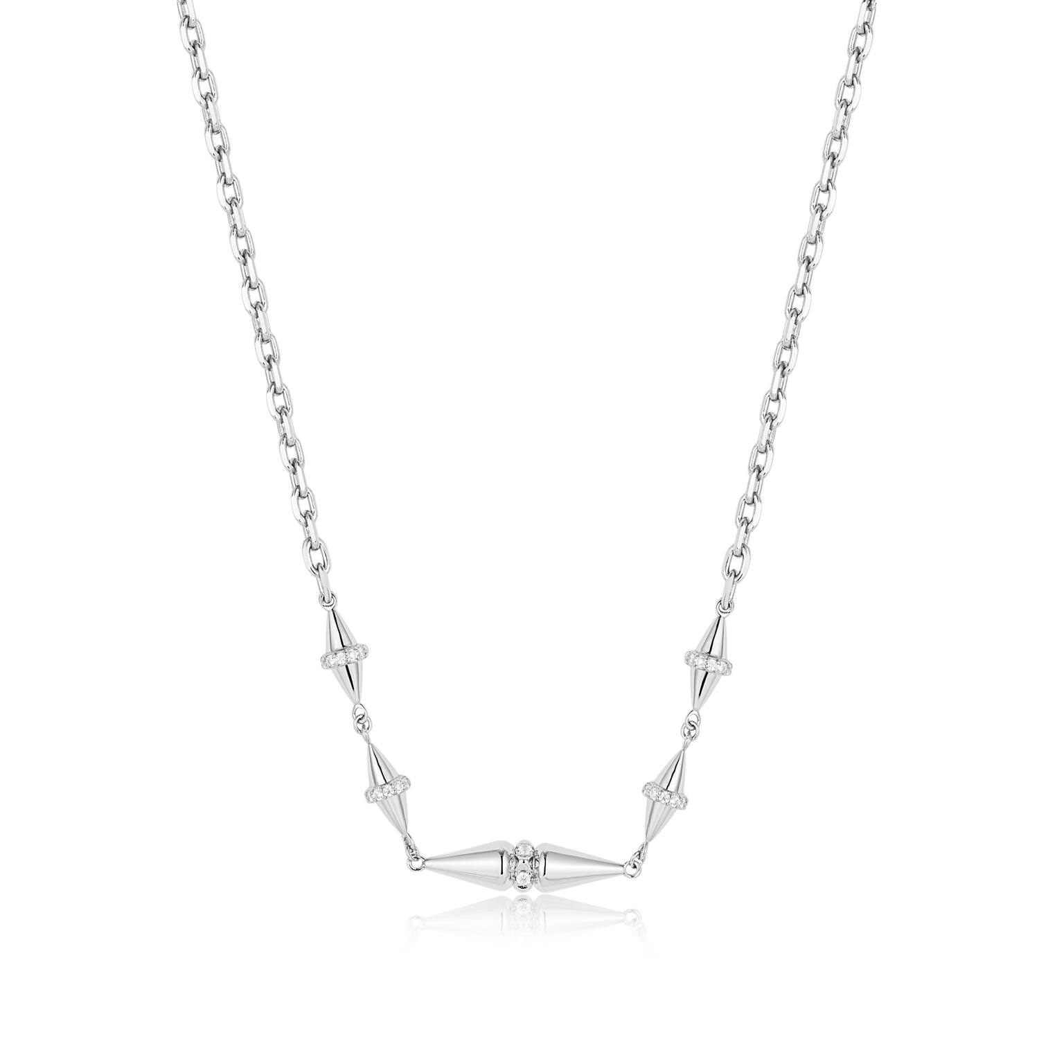  Polished Punk - Necklace - Silver / Rhodium plated - Zirconia - 45cm